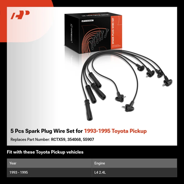 5 Pcs Spark Plug Wire Set for 1993-1995 Toyota Pickup