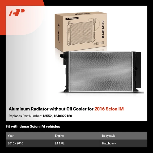 Aluminum Radiator without Oil Cooler for 2016 Scion iM