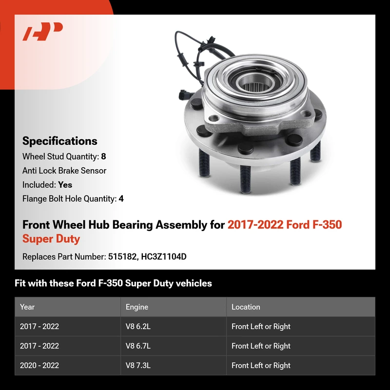 Front Wheel Hub Bearing Assembly for 2017-2022 Ford F-350 Super Duty