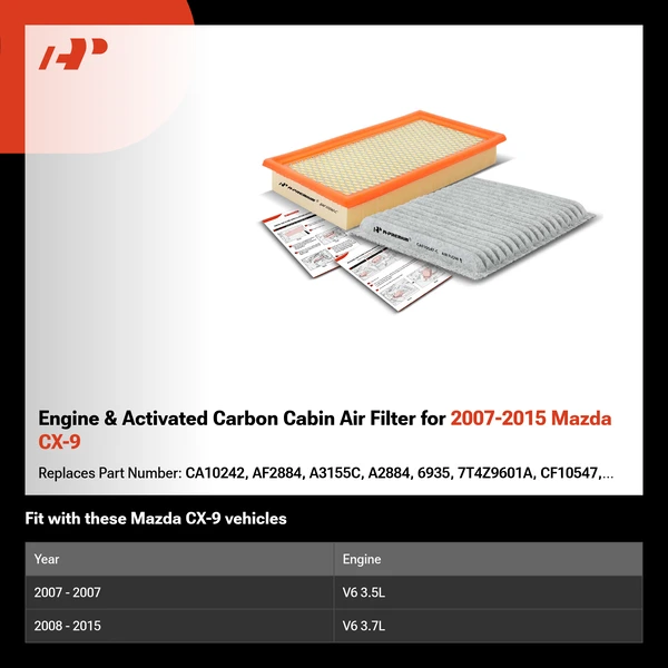 Engine & Activated Carbon Cabin Air Filter for 2007-2015 Mazda CX-9