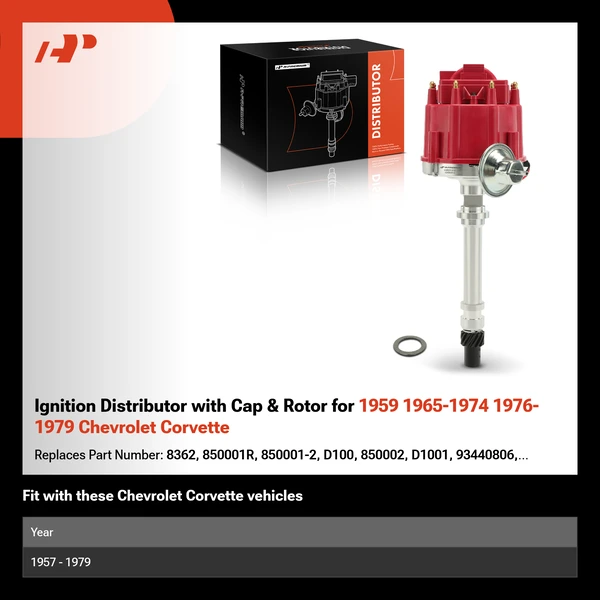 Ignition Distributor with Cap & Rotor for 1959 1965-1974 1976-1979 Chevrolet Corvette