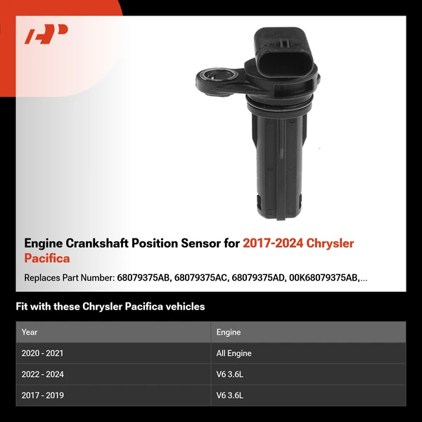 Engine Crankshaft Position Sensor for 2017-2024 Chrysler Pacifica