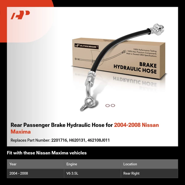 Rear Passenger Brake Hydraulic Hose for 2004-2008 Nissan Maxima