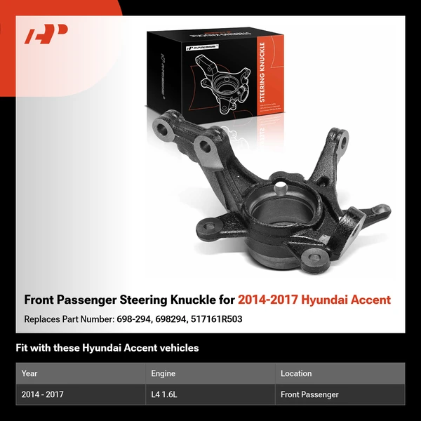 Front Passenger Steering Knuckle for 2014-2017 Hyundai Accent