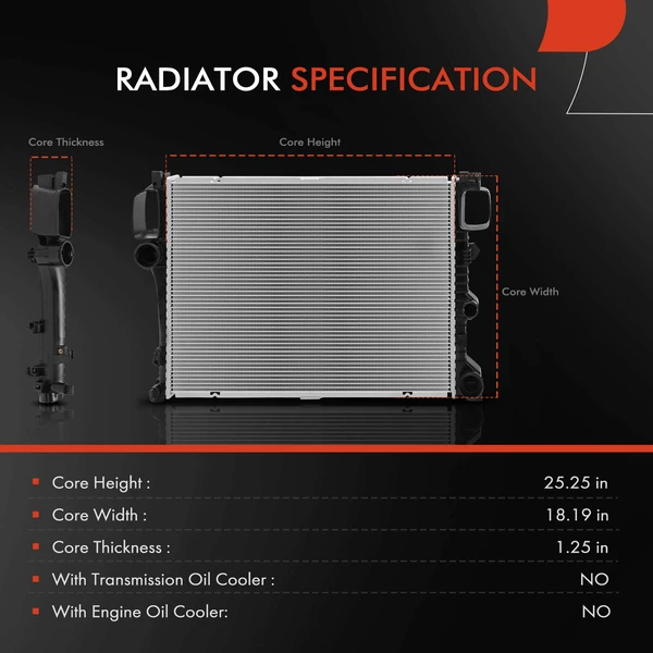 Aluminum Radiator without Oil Cooler for Mercedes-Benz CL63 AMG S63 AMG CL600 S550 S600