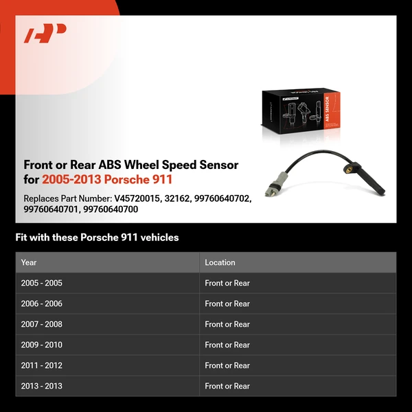 Front or Rear ABS Wheel Speed Sensor for 2005-2013 Porsche 911
