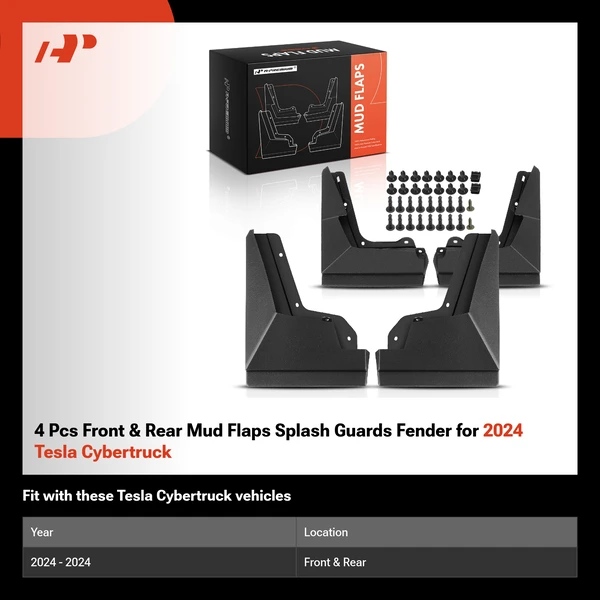 4 Pcs Front & Rear Mud Flaps Splash Guards Fender for 2024 Tesla Cybertruck