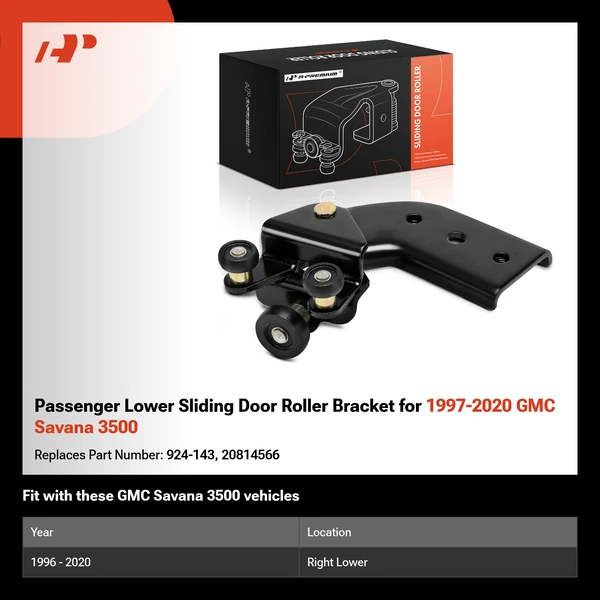 Passenger Lower Sliding Door Roller Bracket for 1997-2020 GMC Savana 3500
