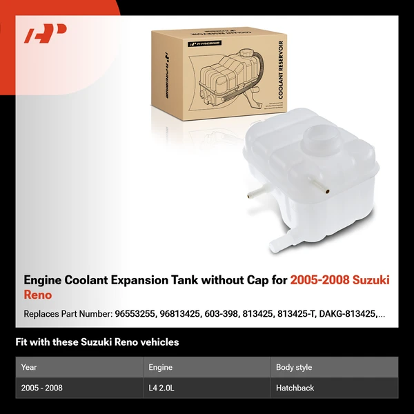 Engine Coolant Expansion Tank without Cap for 2005-2008 Suzuki Reno