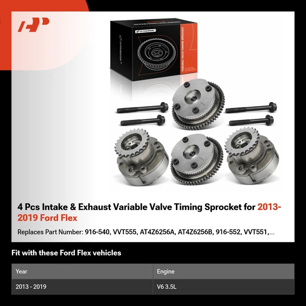 4 Pcs Intake & Exhaust Variable Valve Timing Sprocket for 2013-2019 Ford Flex