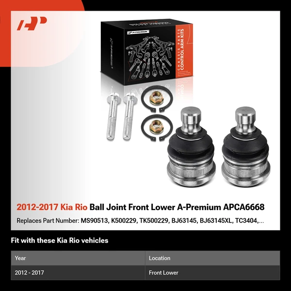 2012-2017 Kia Rio Ball Joint Front Lower A-Premium APCA6668