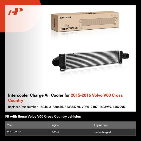 Intercooler Charge Air Cooler for 2015-2016 Volvo V60 Cross Country