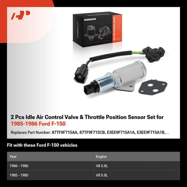 2 Pcs Idle Air Control Valve & Throttle Position Sensor Set for 1985-1986 Ford F-150