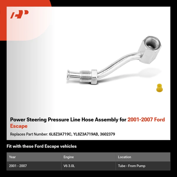 Power Steering Pressure Line Hose Assembly for 2001-2007 Ford Escape