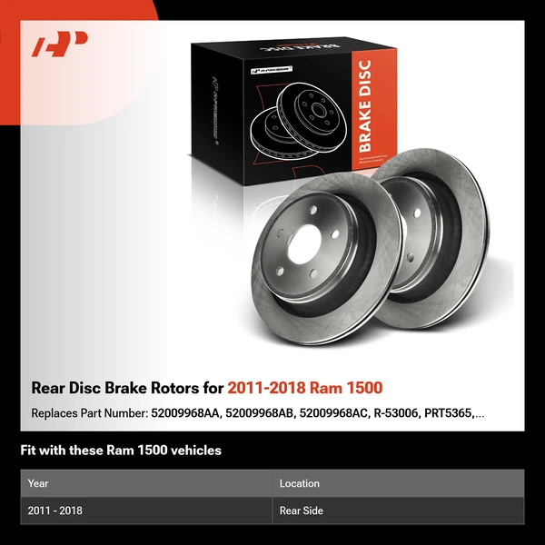 Rear Disc Brake Rotors for 2011-2018 Ram 1500