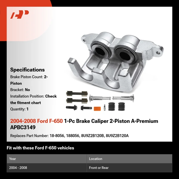 2004-2008 Ford F-650 1-Pc Brake Caliper 2-Piston A-Premium APBC3149