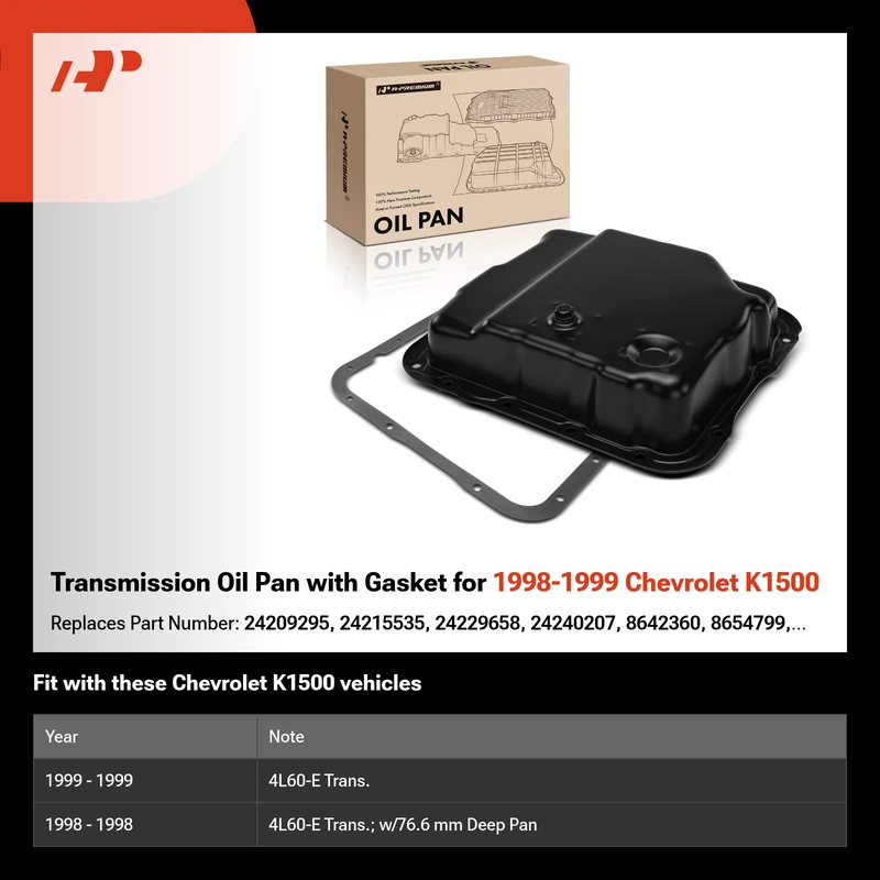 Transmission Oil Pan with Gasket for 1998-1999 Chevrolet K1500