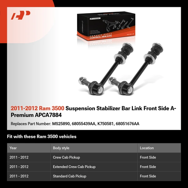 2011-2012 Ram 3500 Suspension Stabilizer Bar Link Front Side A-Premium APCA7884