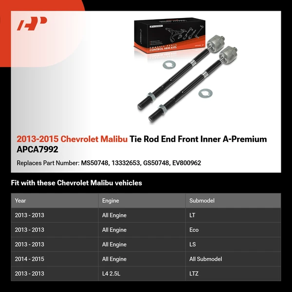2013-2015 Chevrolet Malibu Tie Rod End Front Inner A-Premium APCA7992