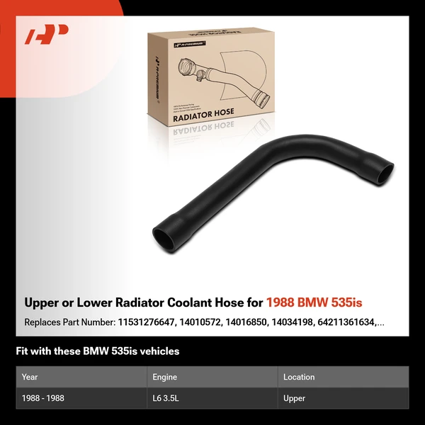 Upper or Lower Radiator Coolant Hose for 1988 BMW 535is
