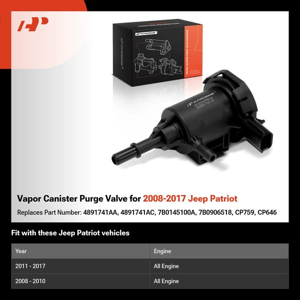 Vapor Canister Purge Valve for 2008-2017 Jeep Patriot