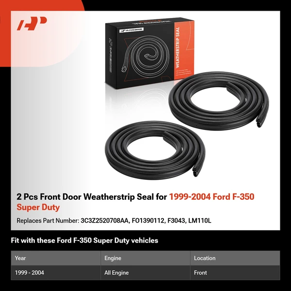 2 Pcs Front Door Weatherstrip Seal for 1999-2004 Ford F-350 Super Duty