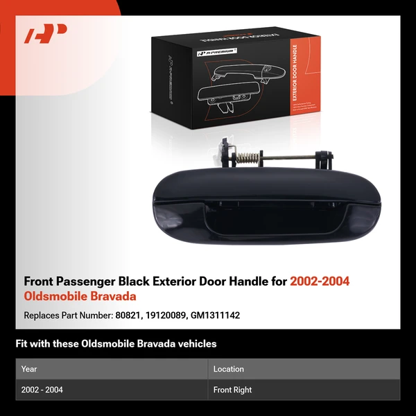 Front Passenger Black Exterior Door Handle for 2002-2004 Oldsmobile Bravada