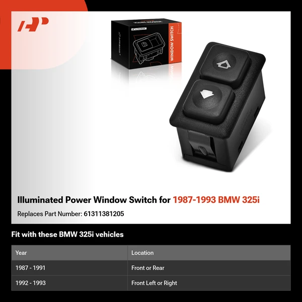 Illuminated Power Window Switch for 1987-1993 BMW 325i