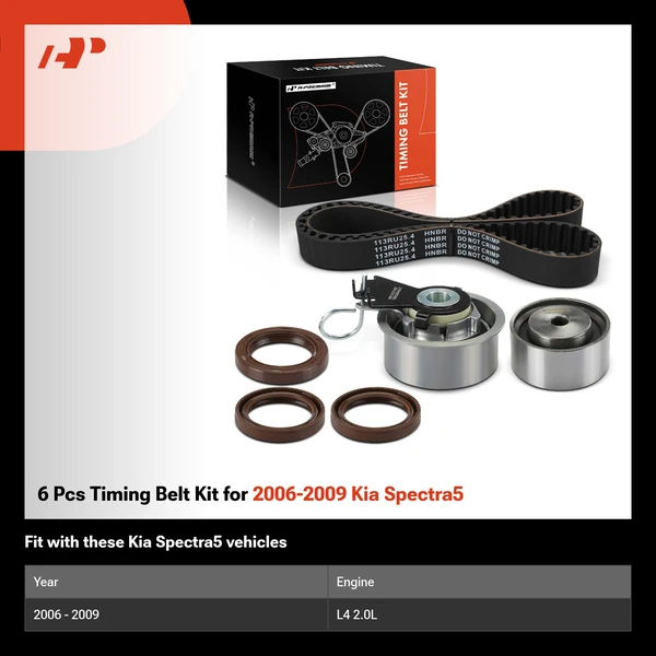 6 Pcs Timing Belt Kit for 2006-2009 Kia Spectra5
