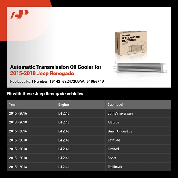 Automatic Transmission Oil Cooler for 2015-2018 Jeep Renegade