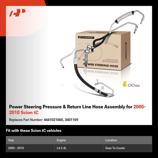 Power Steering Pressure & Return Line Hose Assembly for 2005-2010 Scion tC