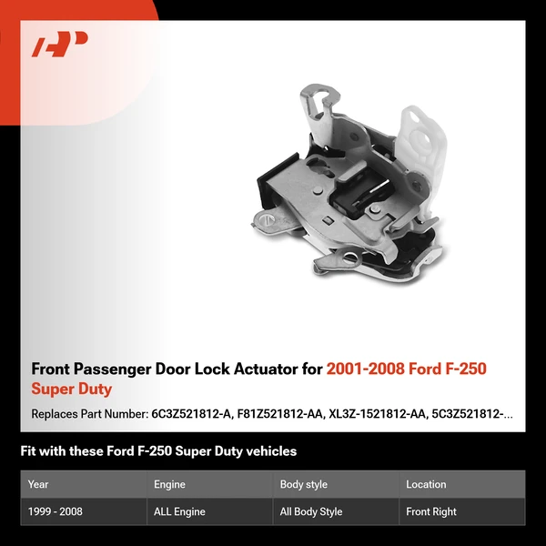 Front Passenger Door Lock Actuator for 2001-2008 Ford F-250 Super Duty