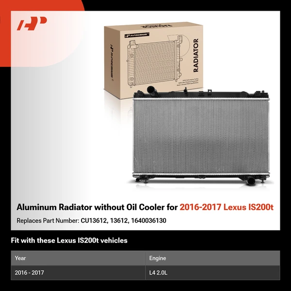 Aluminum Radiator without Oil Cooler for 2016-2017 Lexus IS200t