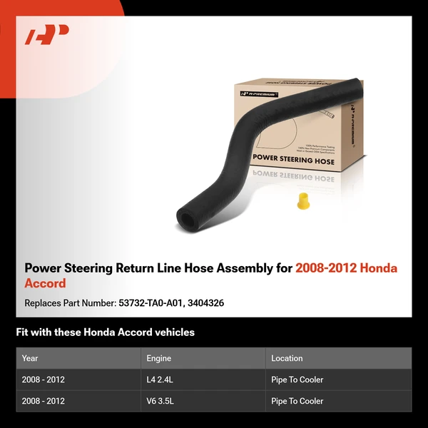 Power Steering Return Line Hose Assembly for 2008-2012 Honda Accord