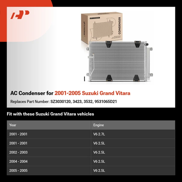 AC Condenser for 2001-2005 Suzuki Grand Vitara