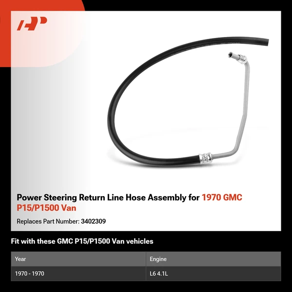 Power Steering Return Line Hose Assembly for 1970 GMC P15/P1500 Van