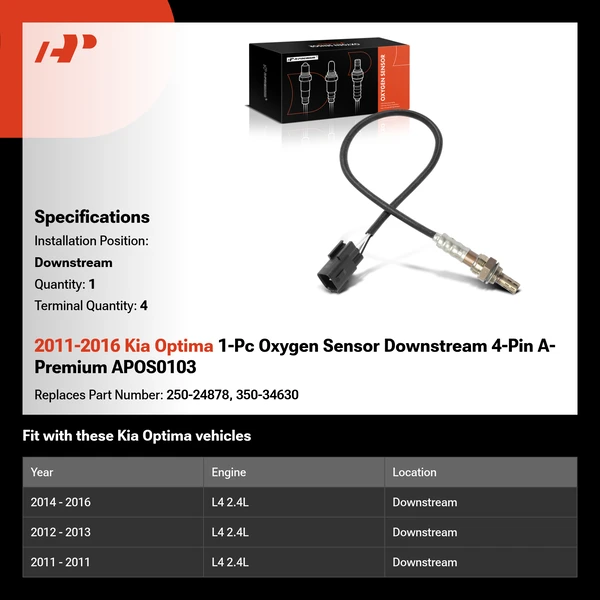 2011-2016 Kia Optima 1-Pc Oxygen Sensor Downstream 4-Pin A-Premium APOS0103