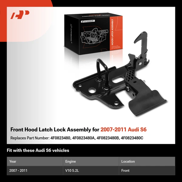Front Hood Latch Lock Assembly for 2007-2011 Audi S6