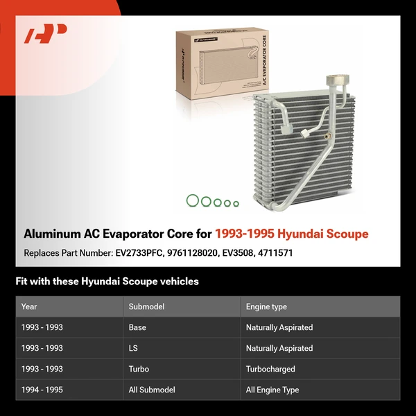 Aluminum AC Evaporator Core for 1993-1995 Hyundai Scoupe