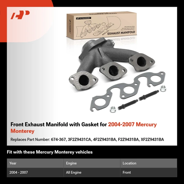 Front Exhaust Manifold with Gasket for 2004-2007 Mercury Monterey