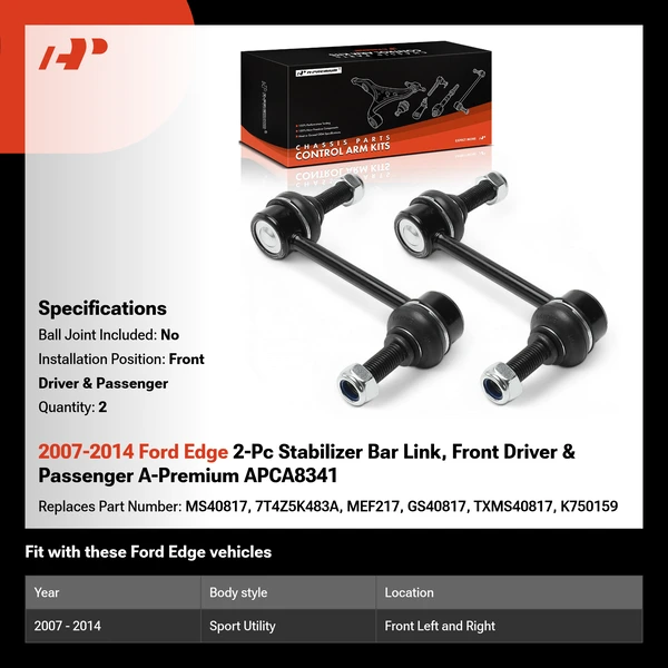 2007-2014 Ford Edge 2-Pc Stabilizer Bar Link, Front Driver & Passenger A-Premium APCA8341