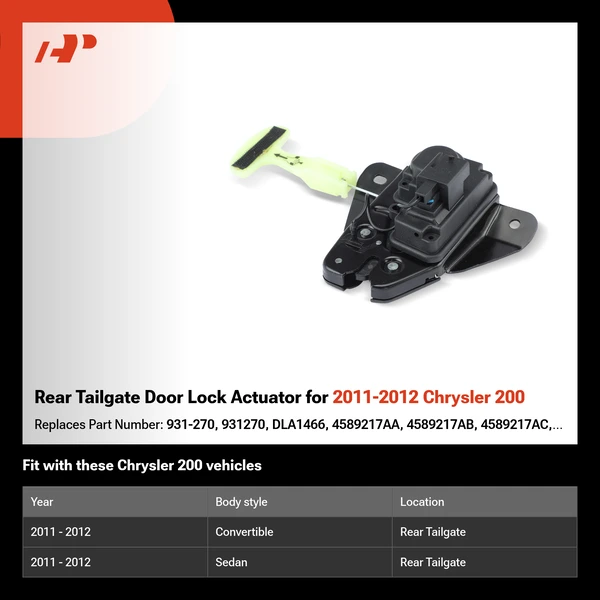 Rear Tailgate Door Lock Actuator for 2011-2012 Chrysler 200