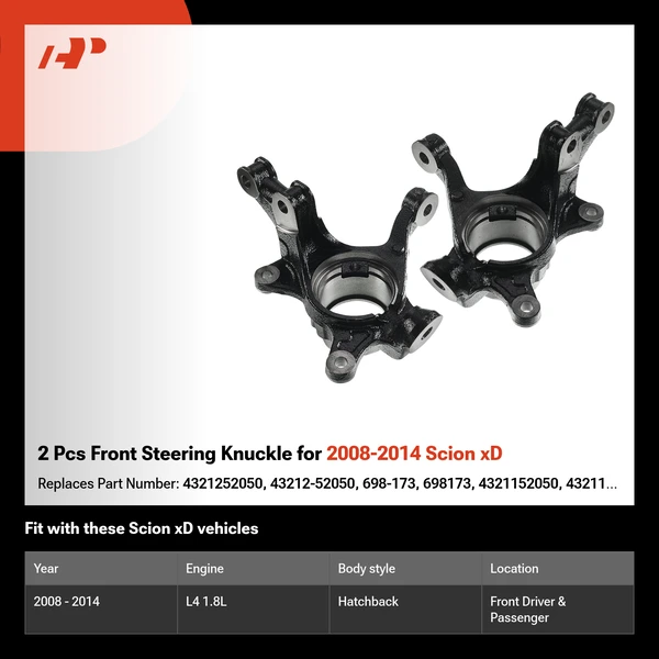 2 Pcs Front Steering Knuckle for 2008-2014 Scion xD