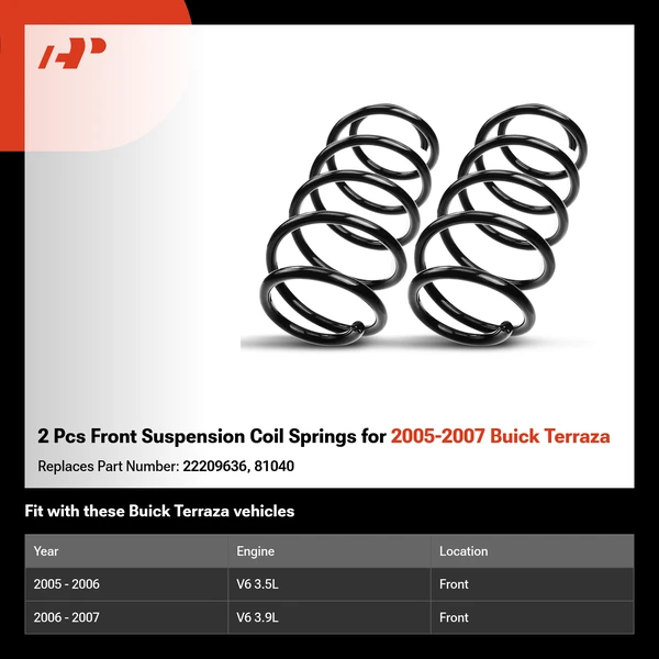 2 Pcs Front Suspension Coil Springs for 2005-2007 Buick Terraza
