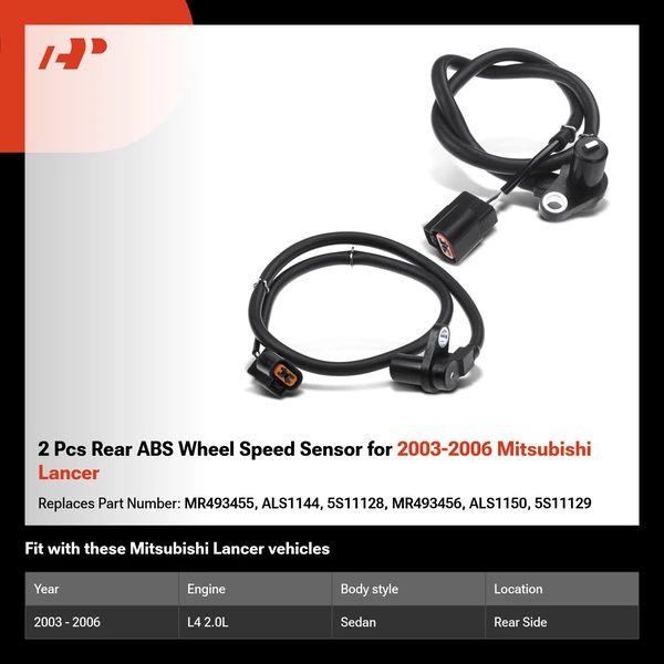 2 Pcs Rear ABS Wheel Speed Sensor for 2003-2006 Mitsubishi Lancer