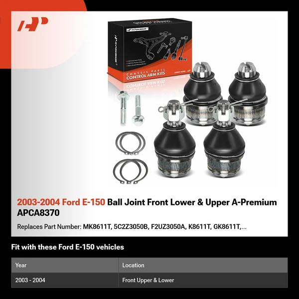 2003-2004 Ford E-150 Ball Joint Front Lower & Upper A-Premium APCA8370