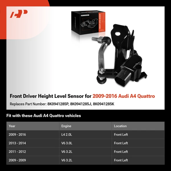 Front Driver Height Level Sensor for 2009-2016 Audi A4 Quattro