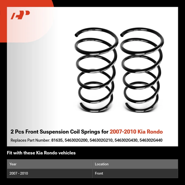 2 Pcs Front Suspension Coil Springs for 2007-2010 Kia Rondo