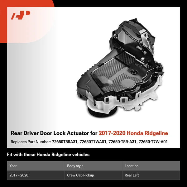 Rear Driver Door Lock Actuator for 2017-2020 Honda Ridgeline