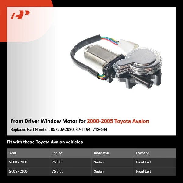 Front Driver Window Motor for 2000-2005 Toyota Avalon